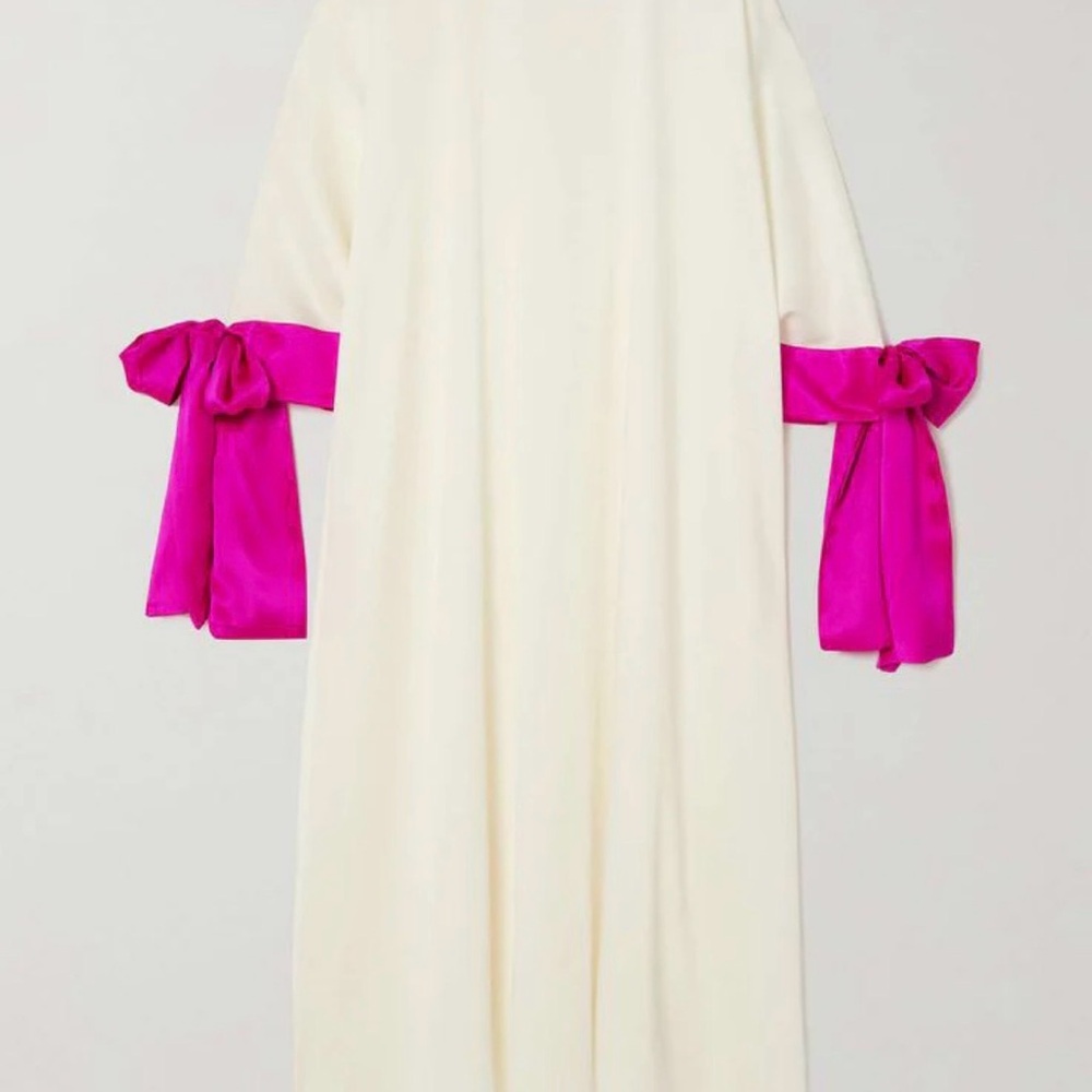 Elegant Cream Dress with Pink Accents
